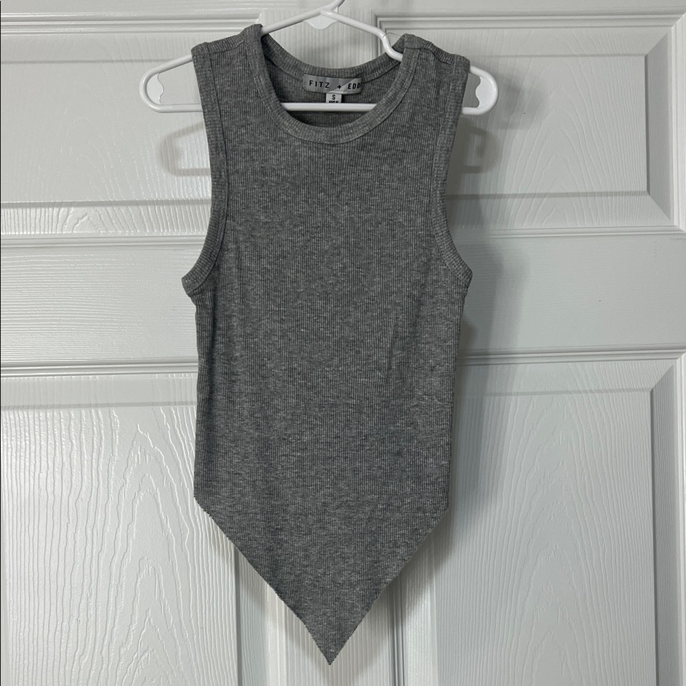 Fitz + Co Gray Ribbed Tank Top